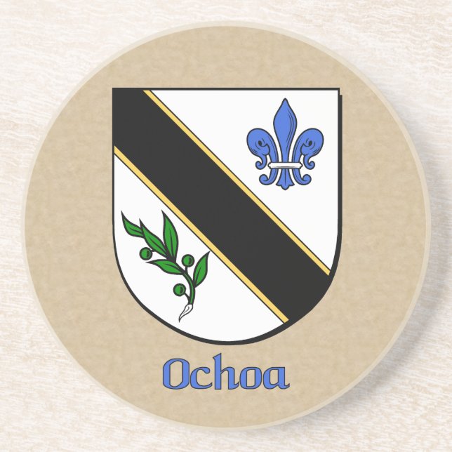 Ochoa Heraldic Shield Drink Coaster (Front)