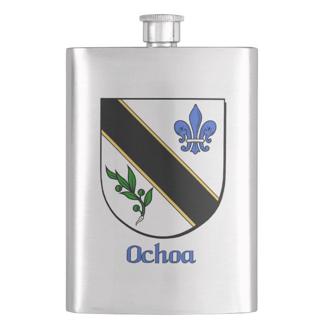 Ochoa Heraldic Shield Hip Flask (Front)