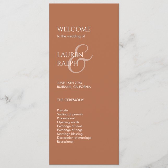 Ochre and Ivory Monogram Welcome Wedding Program (Front)
