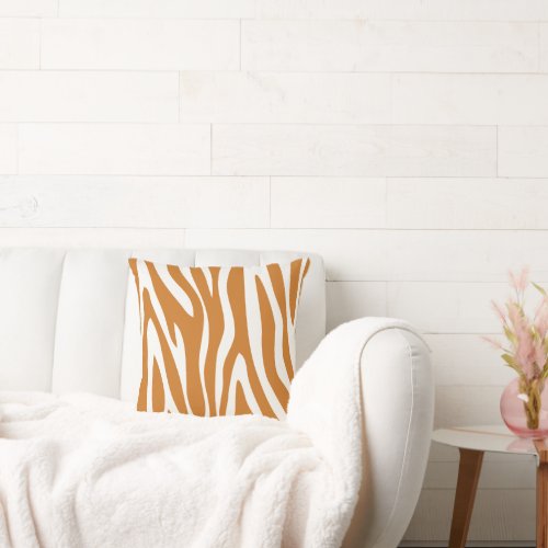 Ochre and Off White Zebra Design Pillow