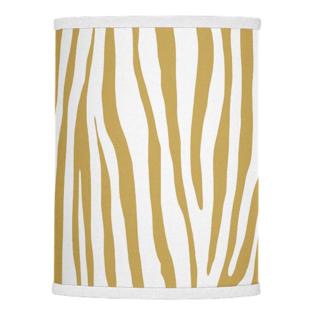 Ochre and white, zebra pattern, animal print lamp shade (Front)