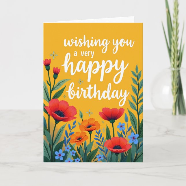 Ochre Bloom Birthday Card (Front)