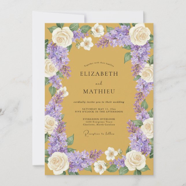 Ochre Botanical Summer Wedding Invitation (Front)