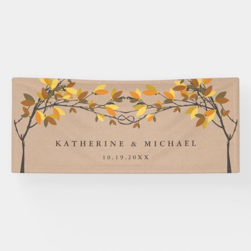 Ochre Brown Knotted Love Trees Autumn Fall Wedding Banner