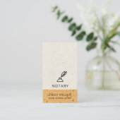 OCHRE CERAMIC GLAZED SPECKLED FEATHER NIB NOTARY BUSINESS CARD (Standing Front)