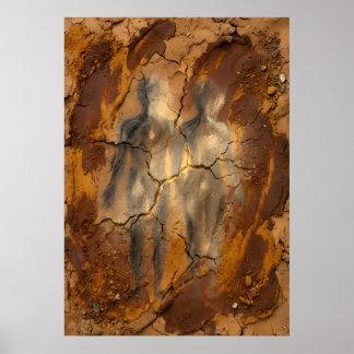 Ochre Clay Spirit Figures Abstract Poster