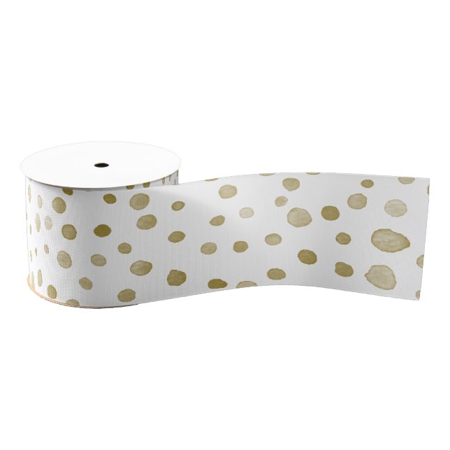 Ochre Confetti Watercolor Dots Ribbon (Spool)