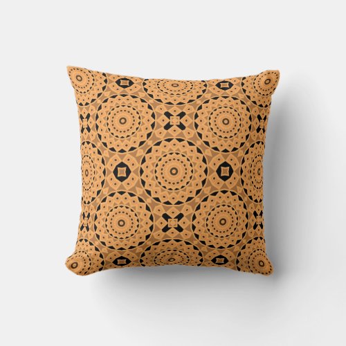 Ochre Ethnic Moroccan Boho Chic Mosaic Pattern Throw Pillow