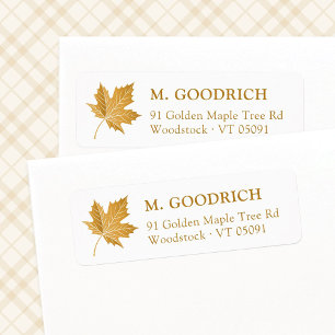 Ochre Fall Autumn Leaf. Return Address Label