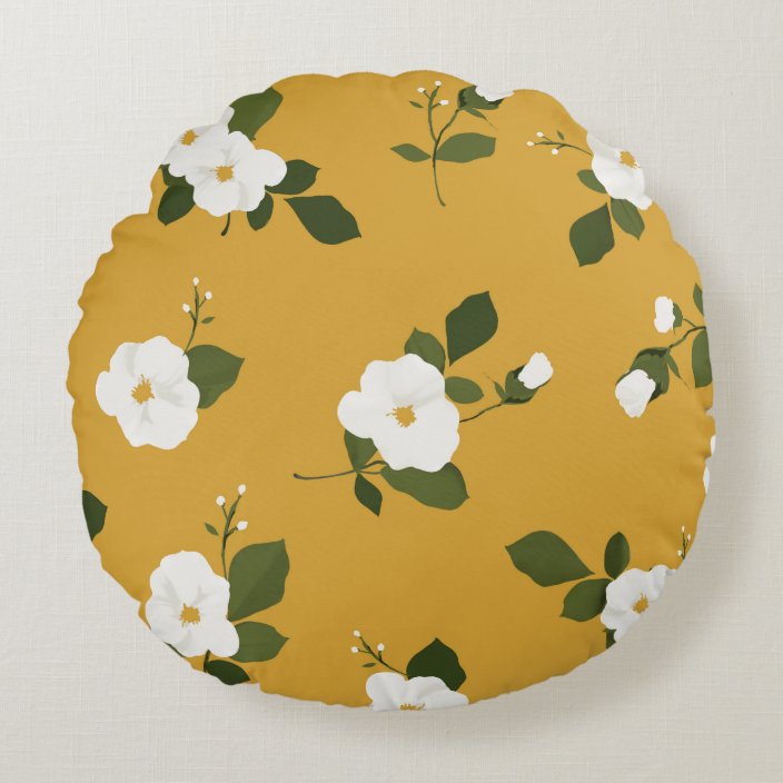 round ochre cushion