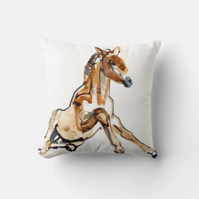 Ochre Foal Throw Pillow (Front)