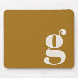 Ochre Gold Minimal Retro Monogram Initial Custom Mouse Pad