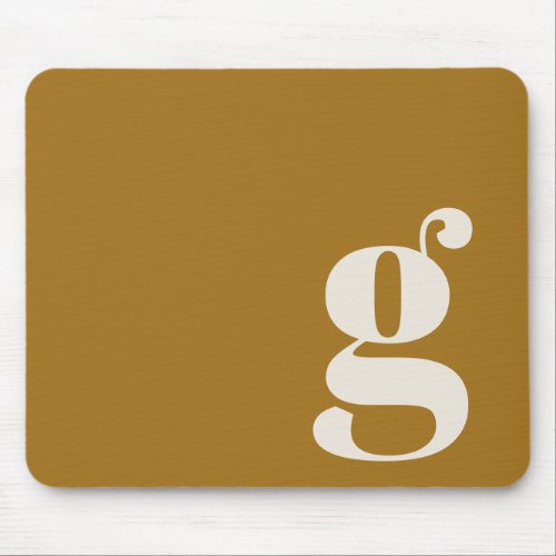 Ochre Gold Minimal Retro Monogram Initial Custom Mouse Pad