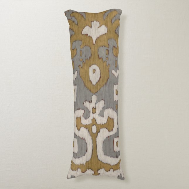 Ochre Ikat I Body Pillow (Front Vertical)
