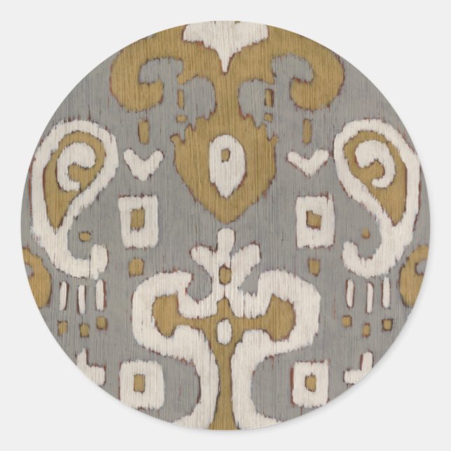 Ochre Ikat I Classic Round Sticker (Front)