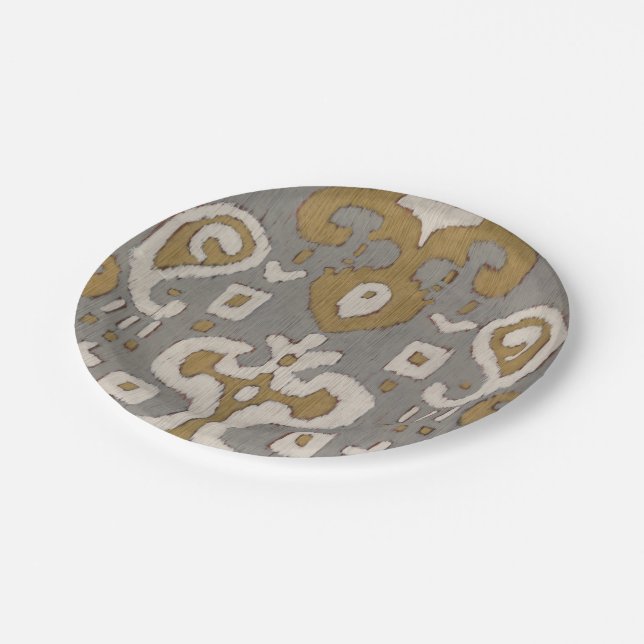 Ochre Ikat I Paper Plates (Angled)