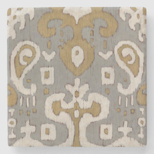 Ochre Ikat I Stone Coaster