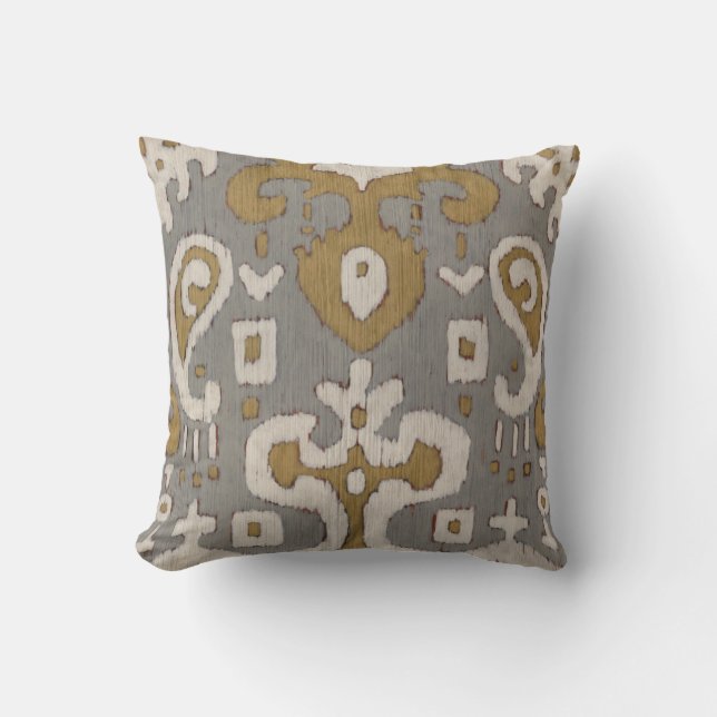 Ochre Ikat I Throw Pillow (Front)