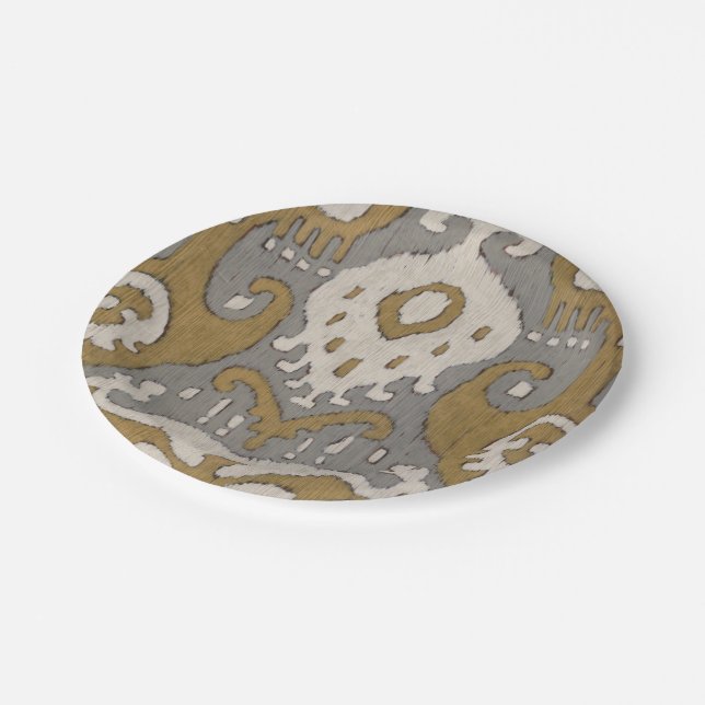 Ochre Ikat II Paper Plates (Angled)
