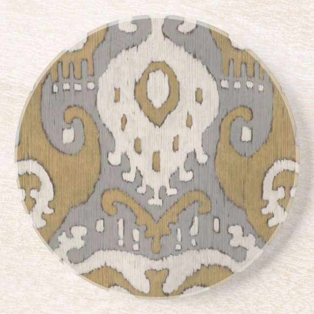 Ochre Ikat II Sandstone Coaster (Front)