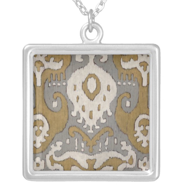 Ochre Ikat II Silver Plated Necklace (Front)