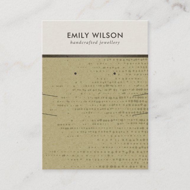 OCHRE KRAFT WHITE DOTS NECKLACE EARRING DISPLAY BUSINESS CARD (Front)