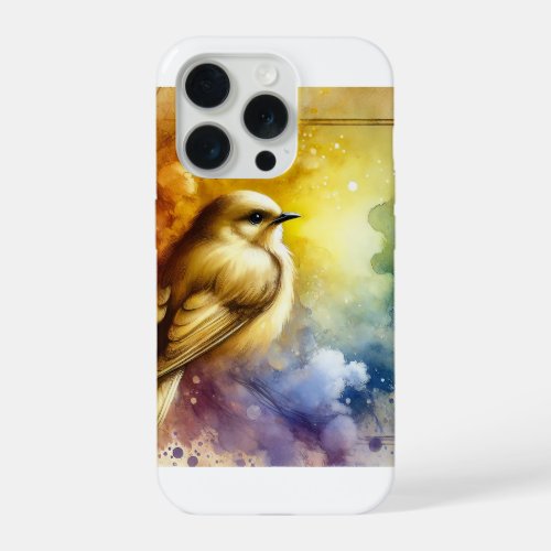 Ochre Lonely Bird 240624AREF117 _ Watercolor iPhone 15 Pro Case