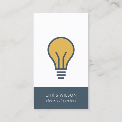 OCHRE NAVY GREY ELECTIC BULB ELECTRICIAN ELECTRIC BUSINESS CARD