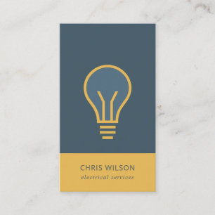 OCHRE NAVY GREY ELECTIC BULB ELECTRICIAN ELECTRIC BUSINESS CARD
