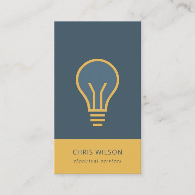 OCHRE NAVY GREY ELECTIC BULB ELECTRICIAN ELECTRIC BUSINESS CARD (Front)