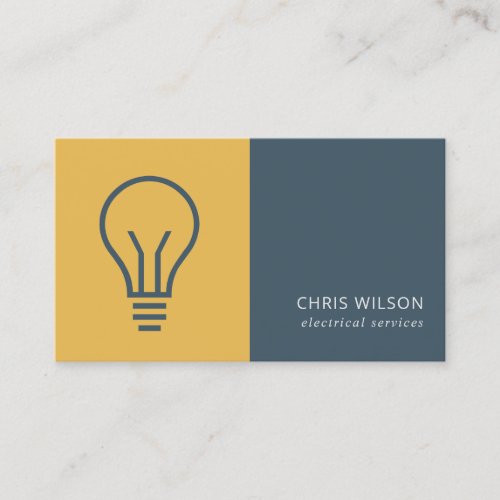 OCHRE NAVY GREY ELECTIC BULB ELECTRICIAN ELECTRIC BUSINESS CARD
