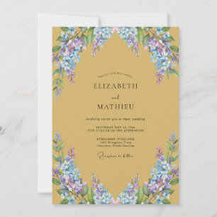 Ochre Periwinkle Wisteria Wedding Invitation