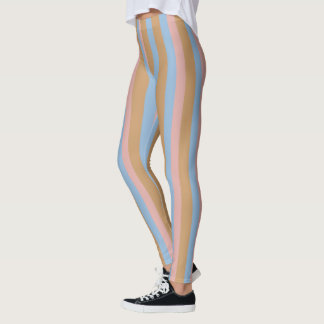 Ochre, Pink & Blue Stripes Leggings