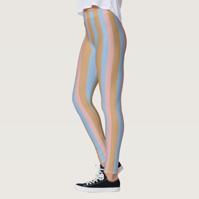 Ochre, Pink & Blue Stripes  Leggings (Left)