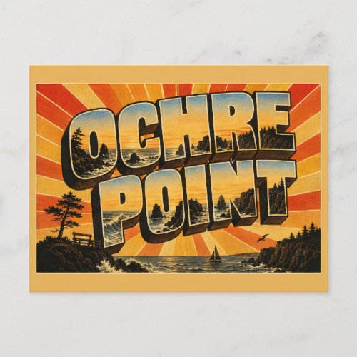 Ochre Point RI Rocky Coast Atlantic Art Postcard