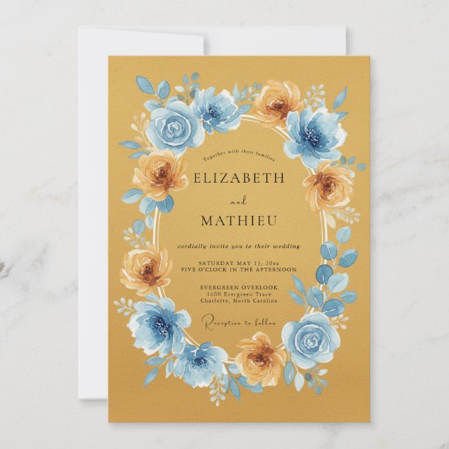 Ochre Radiant Botanical Wedding Invitation (Front)