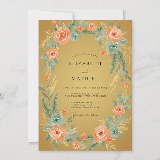Ochre Refined Woodland Wedding Invitation (Front)