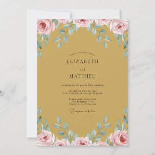 Ochre Rose Bloom Wedding Invitation