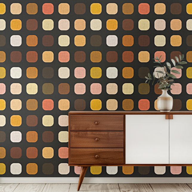 Ochre Rust Brown Peach Red Round Squares Pattern Wallpaper (Creator Uploaded)