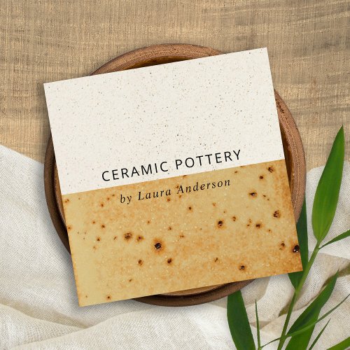 OCHRE RUST CERAMIC POTTERY GLAZED SPECKLED TEXTURE SQUARE BUSINESS CARD