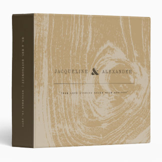 Ochre Rustic Woodgrain Autumn Fall Wedding Journal 3 Ring Binder
