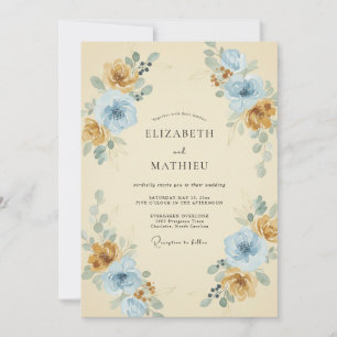 Ochre Sky Bouquet Eucalyptus Wedding Invitation