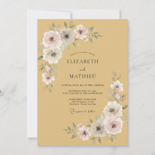 Ochre Soft Blossom Romantic Wedding Invitation