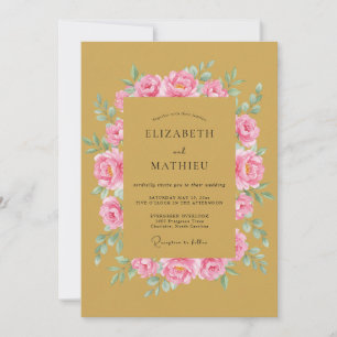 Ochre Soft Rose Romance Wedding Invitation