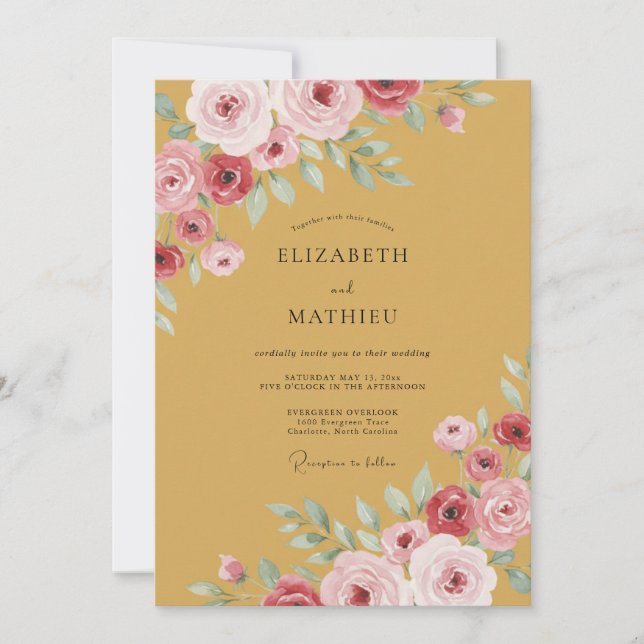 Ochre Sumptuous Autumnal Wedding Invitation (Front)
