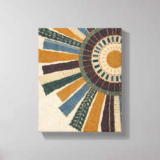 Ochre Sunburst in Stitched Color - Textile Abstrac Canvas Print