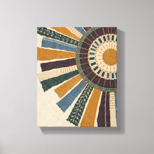 Ochre Sunburst in Stitched Color - Textile Abstrac Canvas Print