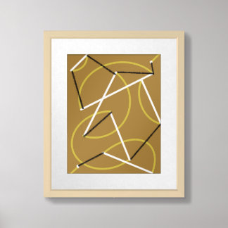 Ochre Trapeze abstract drawing Framed Art