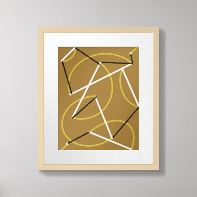 Ochre Trapeze abstract drawing  Framed Art (Framed Front)
