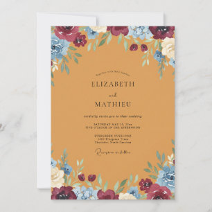 Ochre Wildflower Wedding Invitation